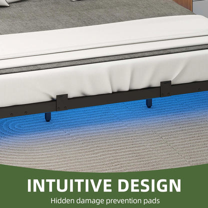 King Size Floating Bed Frame, LED Lights, Charging Station,No Box Spring Required, Black